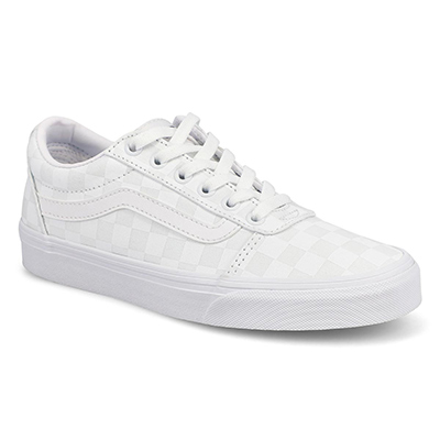 Lds Ward Checker Lace Up Sneaker - White/White