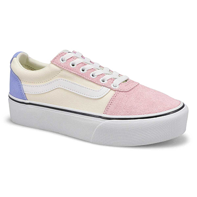 Lds Ward Platform Lace Up Sneaker - Light Purple/Multi