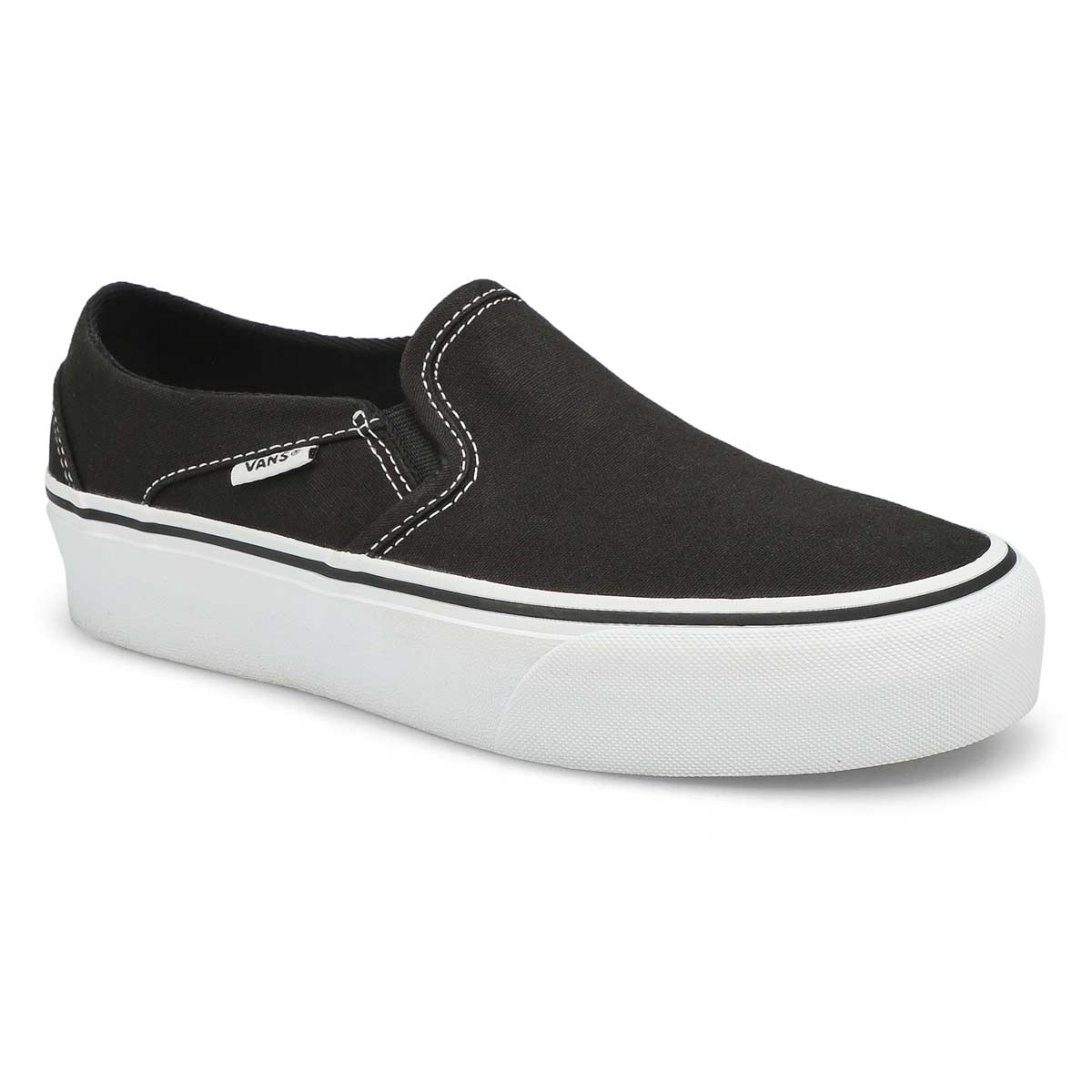 black slip on vans platform