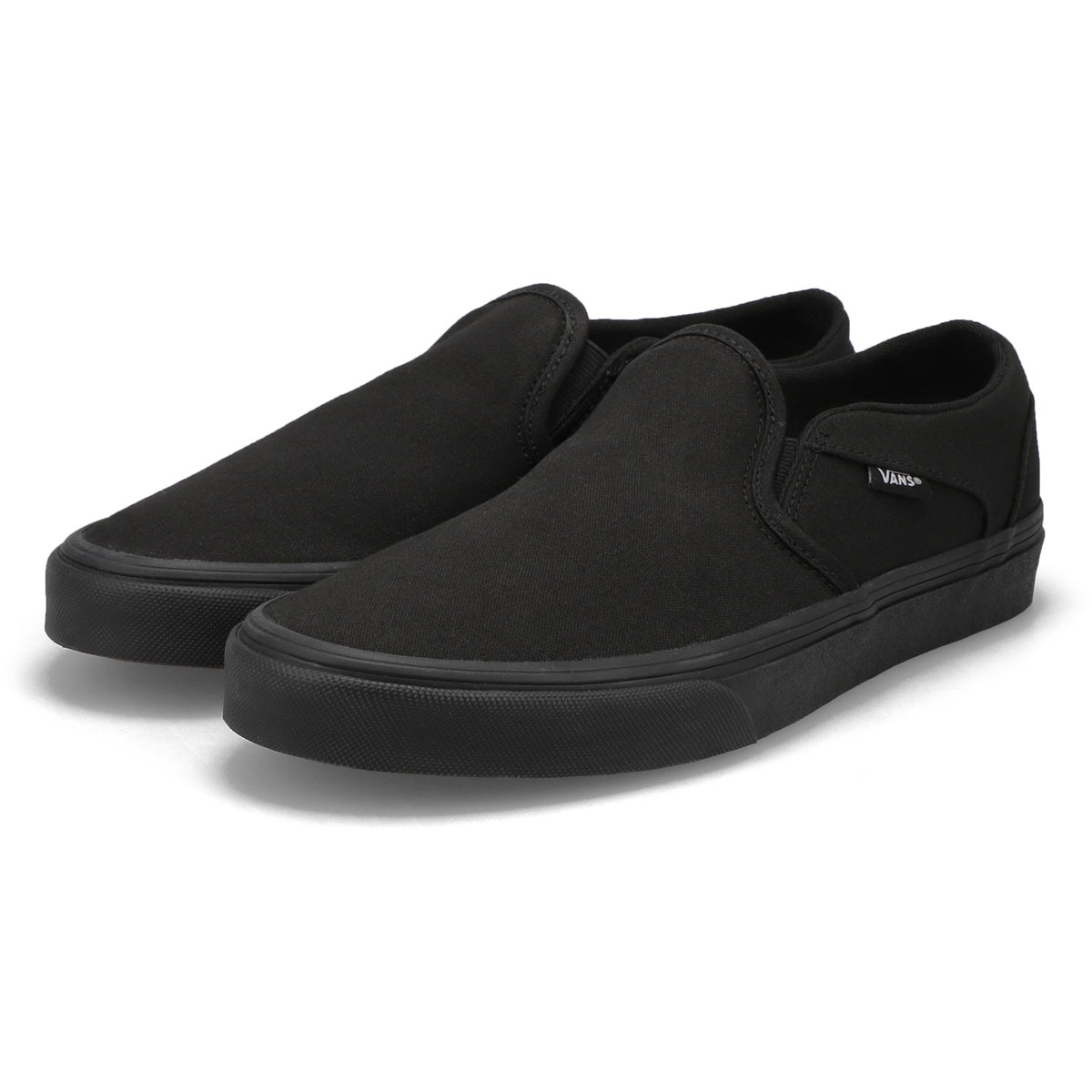 black leather vans womens slip on