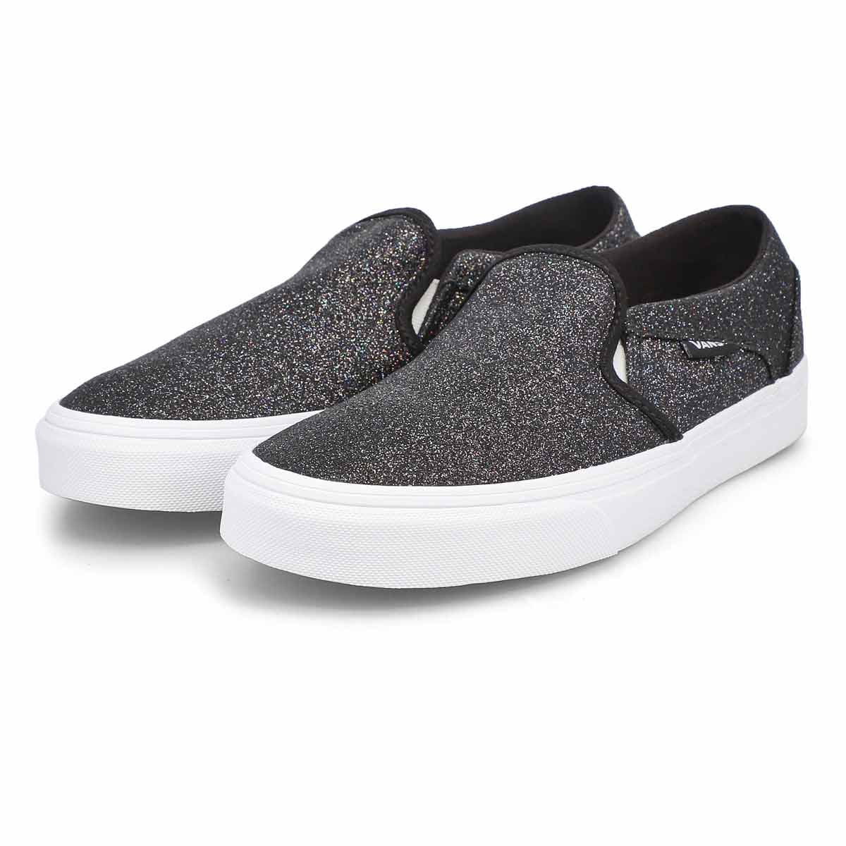 Vans Women's Asher Sneaker - Glitter Black | SoftMoc.com