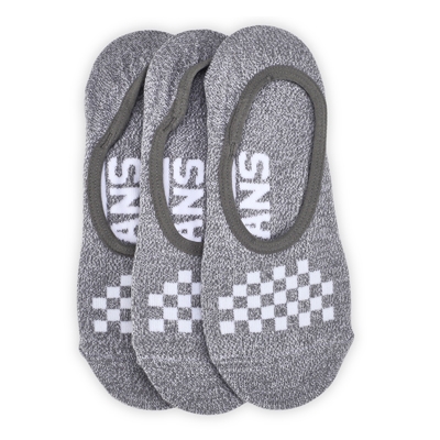 Lds Classic Heathered Canoodle Ankle Sock 3 Pack - Grey/White