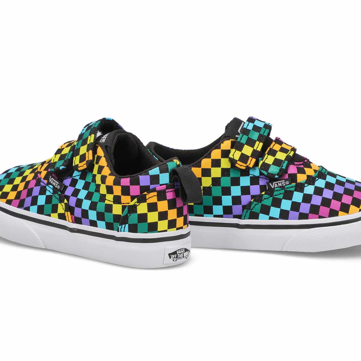 rainbow checkered high top vans