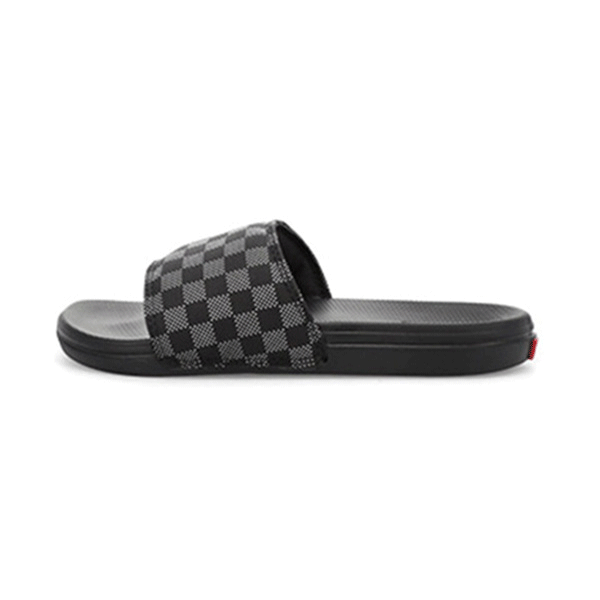 vans black checkered slides