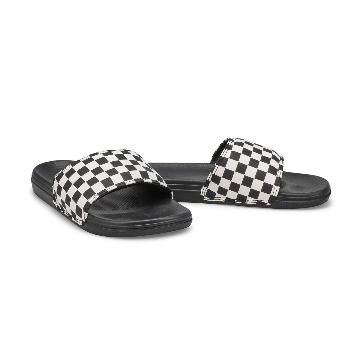 Boys' Range Slide-On-Checker Sandal - Black/White