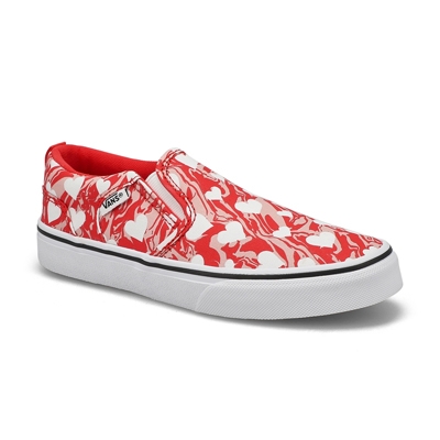 Grls Asher Marble Hearts Sneaker - Red