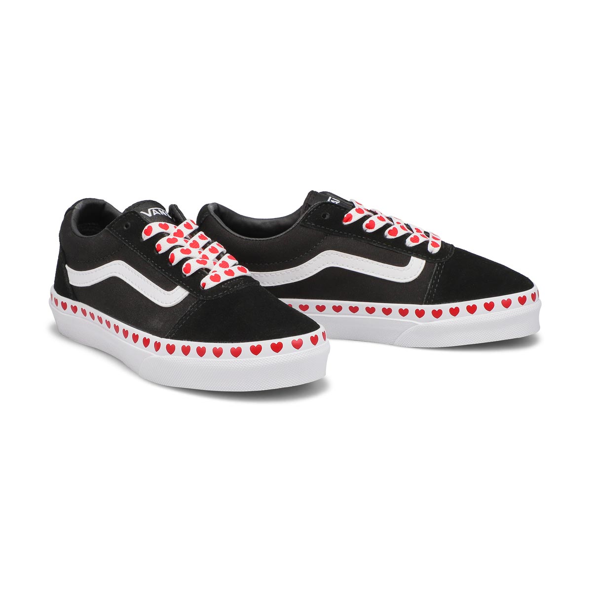 Girls' Ward Heart Foxing Lace Up Sneaker - Black/White