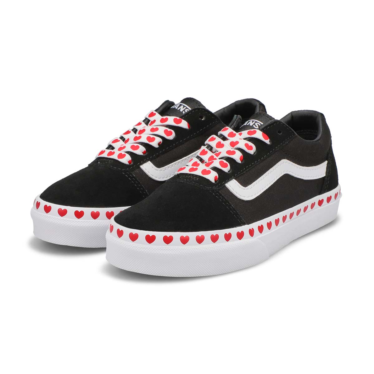 Girls' Ward Heart Foxing Lace Up Sneaker - Black/White