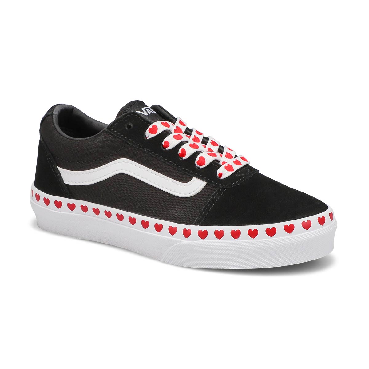 Girls' Ward Heart Foxing Lace Up Sneaker - Black/White