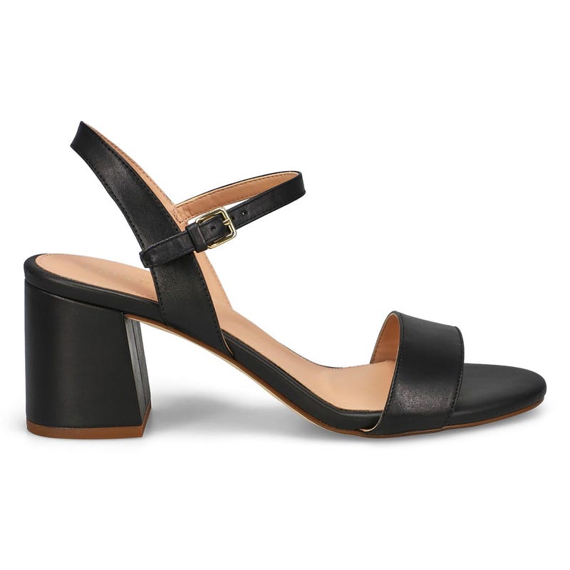 Sandale habillée en cuir à talon bloc JOSIE BLOCK HEEL, noir, femmes