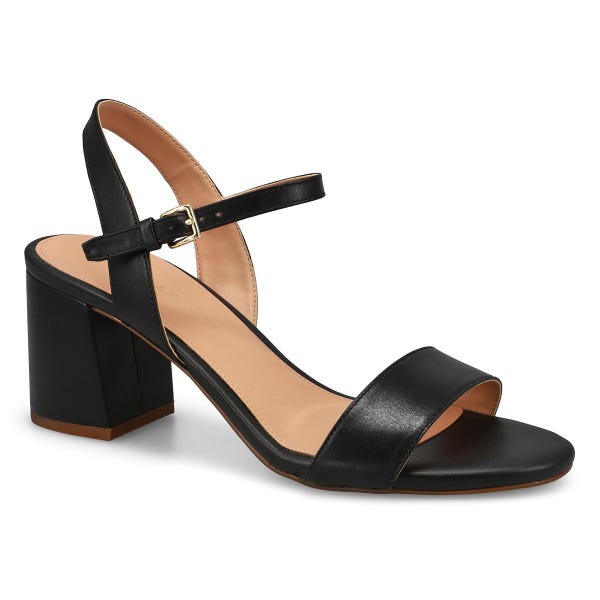 Sandale habillée en cuir à talon bloc JOSIE BLOCK HEEL, noir, femmes
