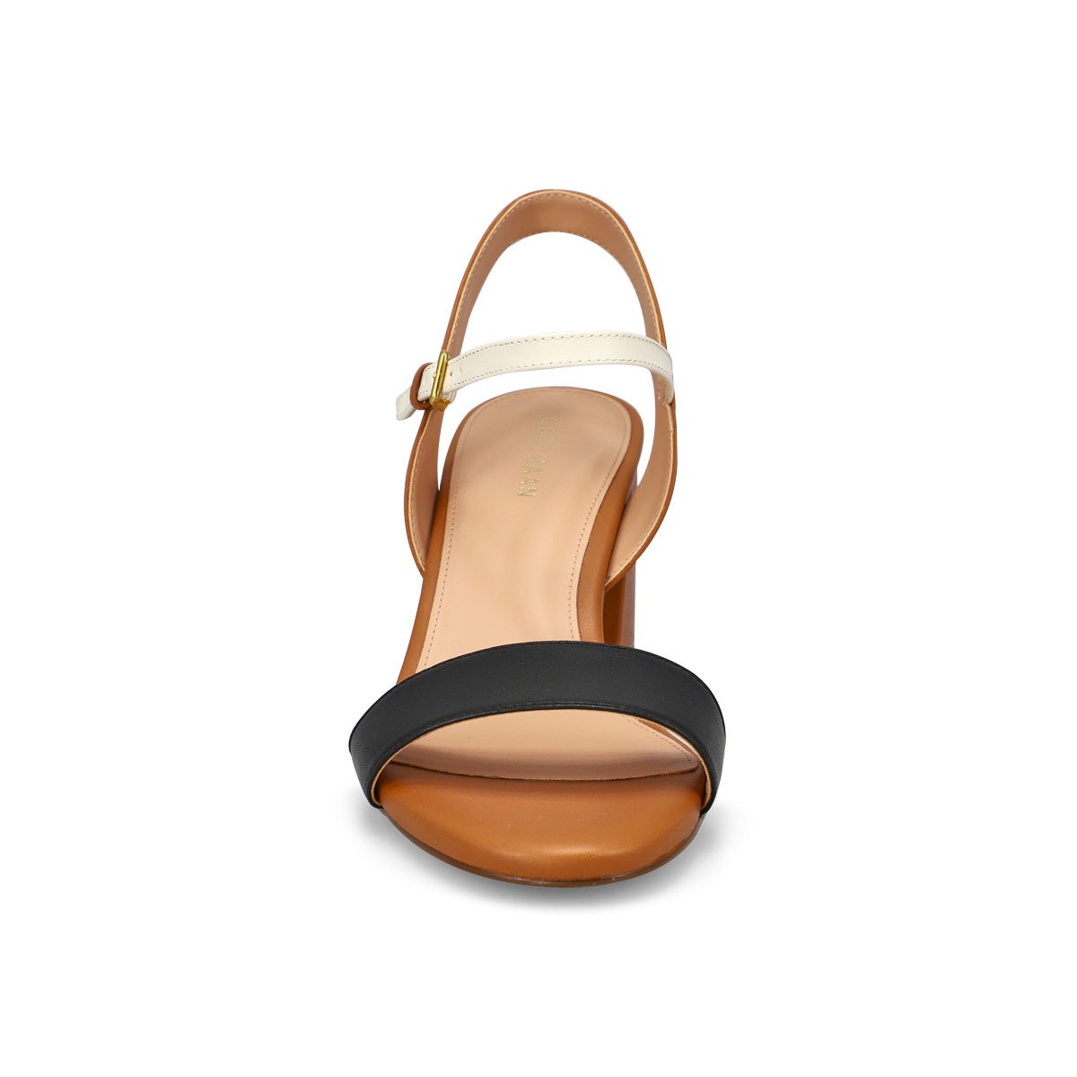 Women's Josie Block Heel Leather Dress Sandal - Pecan/Ivory/Black