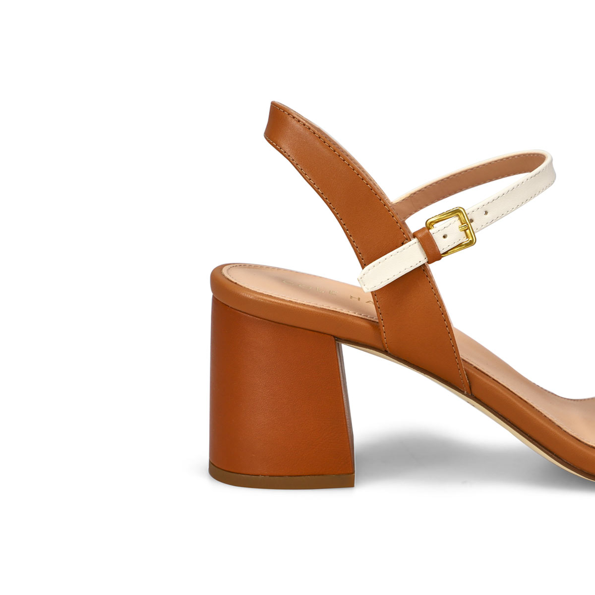 Women's Josie Block Heel Leather Dress Sandal - Pecan/Ivory/Black