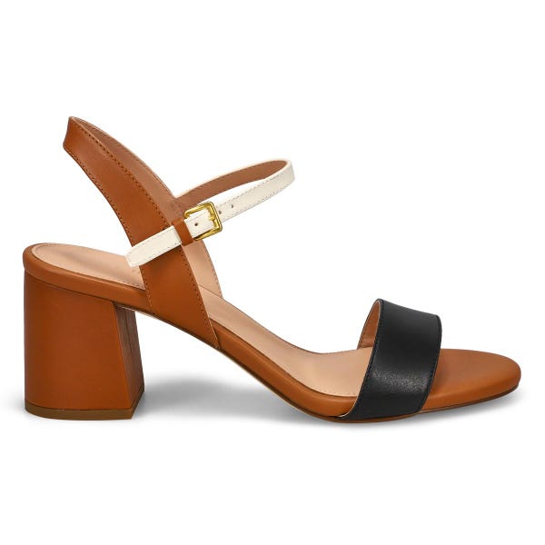Sandale habillée en cuir à talon bloc JOSIE BLOCK HEEL, pacane/ivoire/noir, femmes
