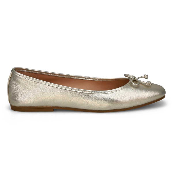 Ballerine en cuir souple YARA, or, femmes