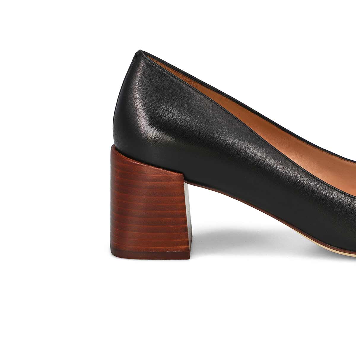 Women's Cassandra Block Leather Dress Heel - Black/Brown Stack
