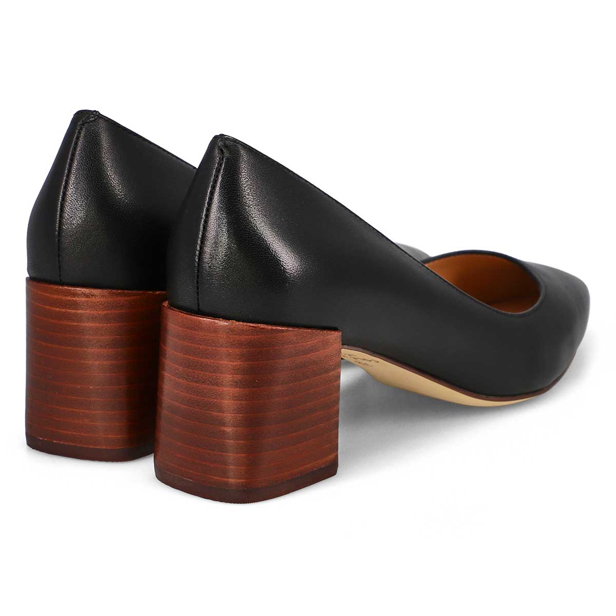Women's Cassandra Block Leather Dress Heel - Black/Brown Stack