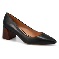 Women's Cassandra Block Leather Dress Heel - Black/Brown Stack