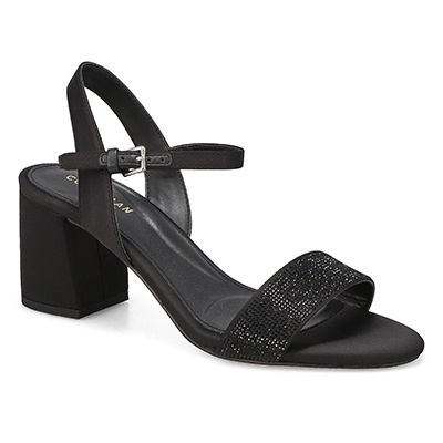 Sandale habillée à talon haut Josie, satin noir/cristal, femmes
