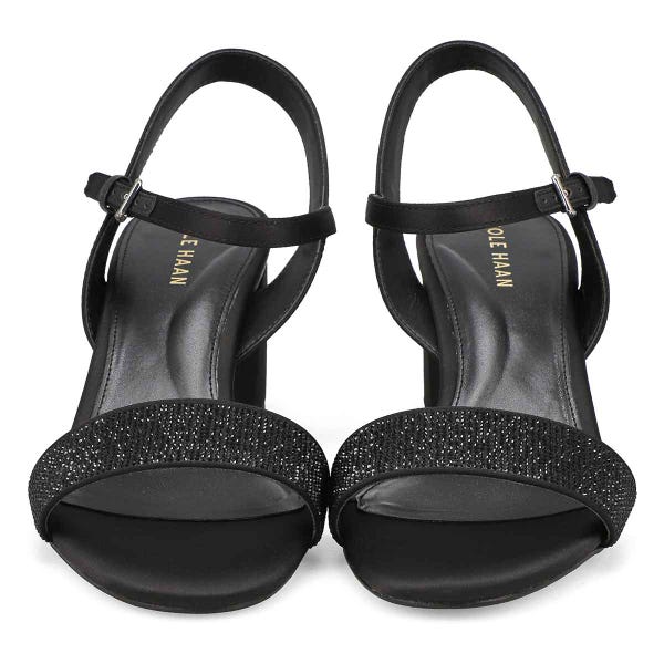 Sandale habillée à talon haut JOSIE, satin noir/cristal, femmes