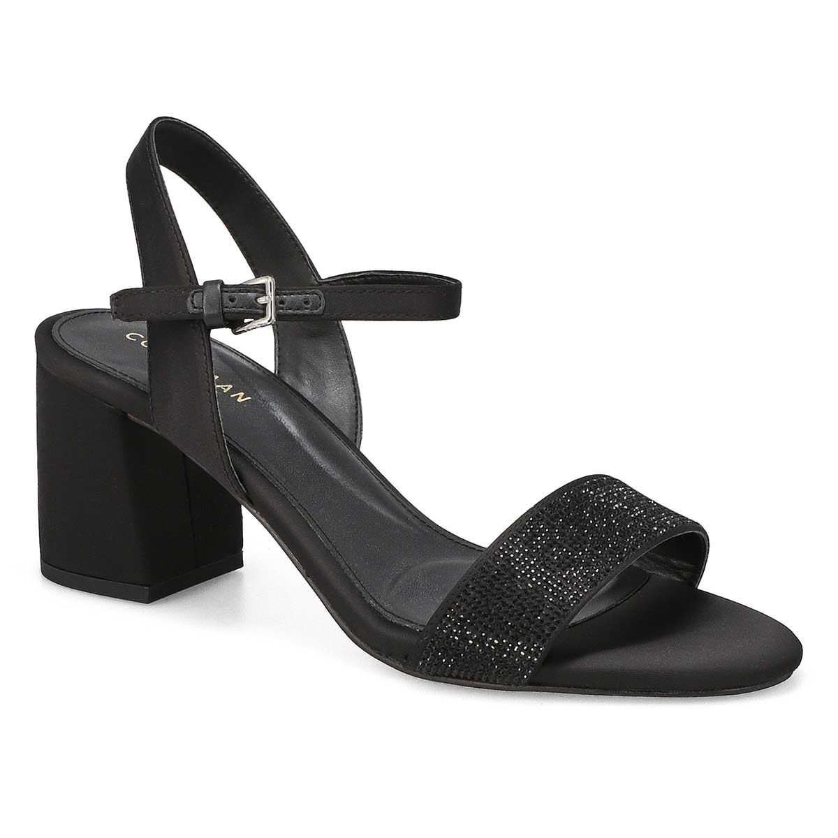 Women's Josie Heeled Dress Sandal - Black Satin/Crystal