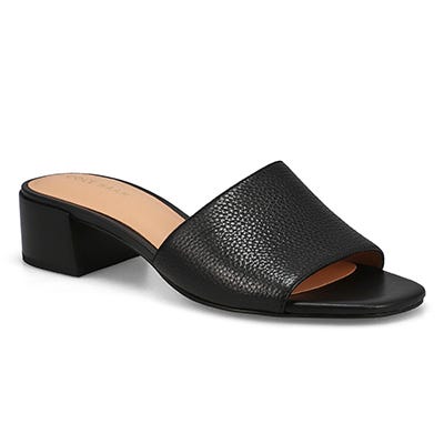 Lds Calli Leather Dress Slide Sandal - Black