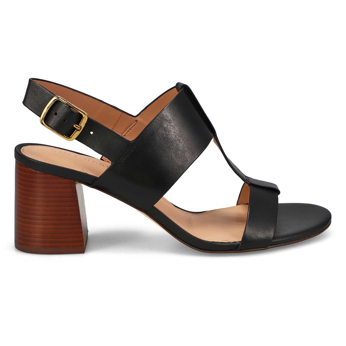 Women's Josie T-Strap Leather Dress Sandal - Black