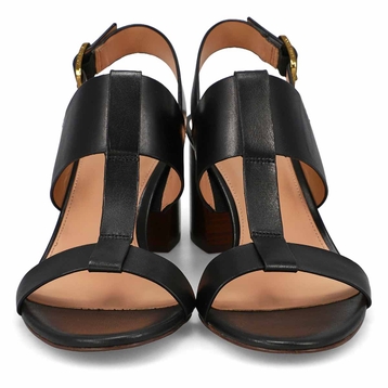 Women's Josie T-Strap Leather Dress Sandal - Black