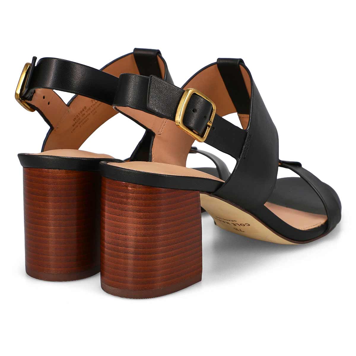 Women's Josie T-Strap Leather Dress Sandal - Black