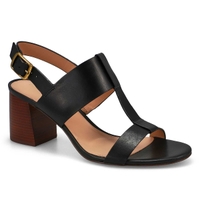 Women's Josie T-Strap Leather Dress Sandal - Black