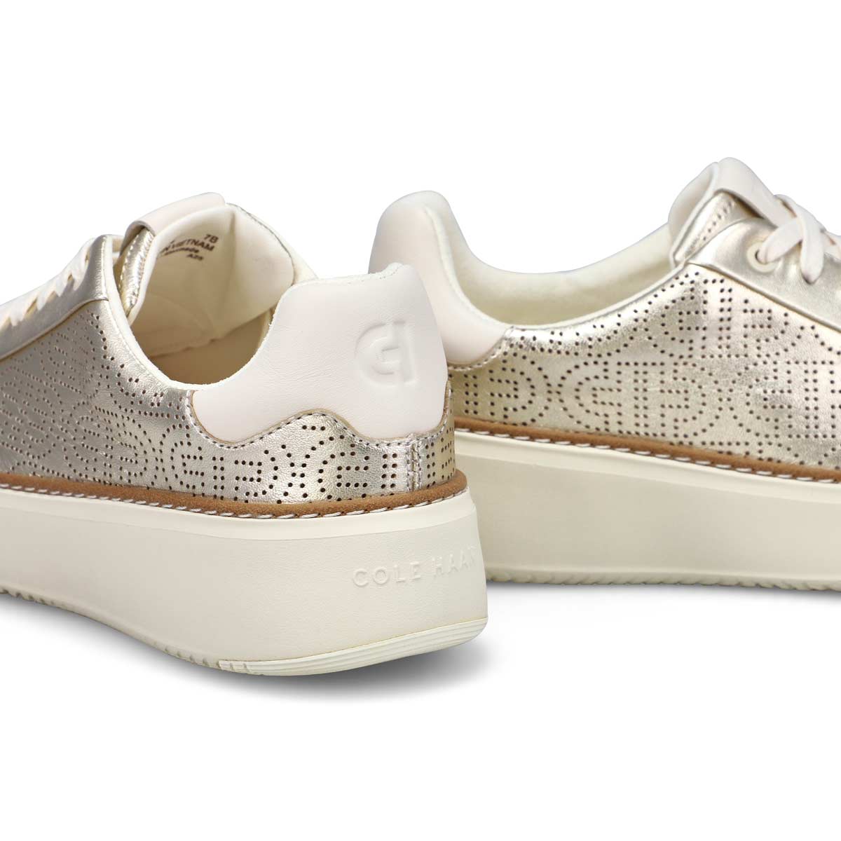 Women's Grandpro Topspin Perforated Leather Casual Sneaker - White/White