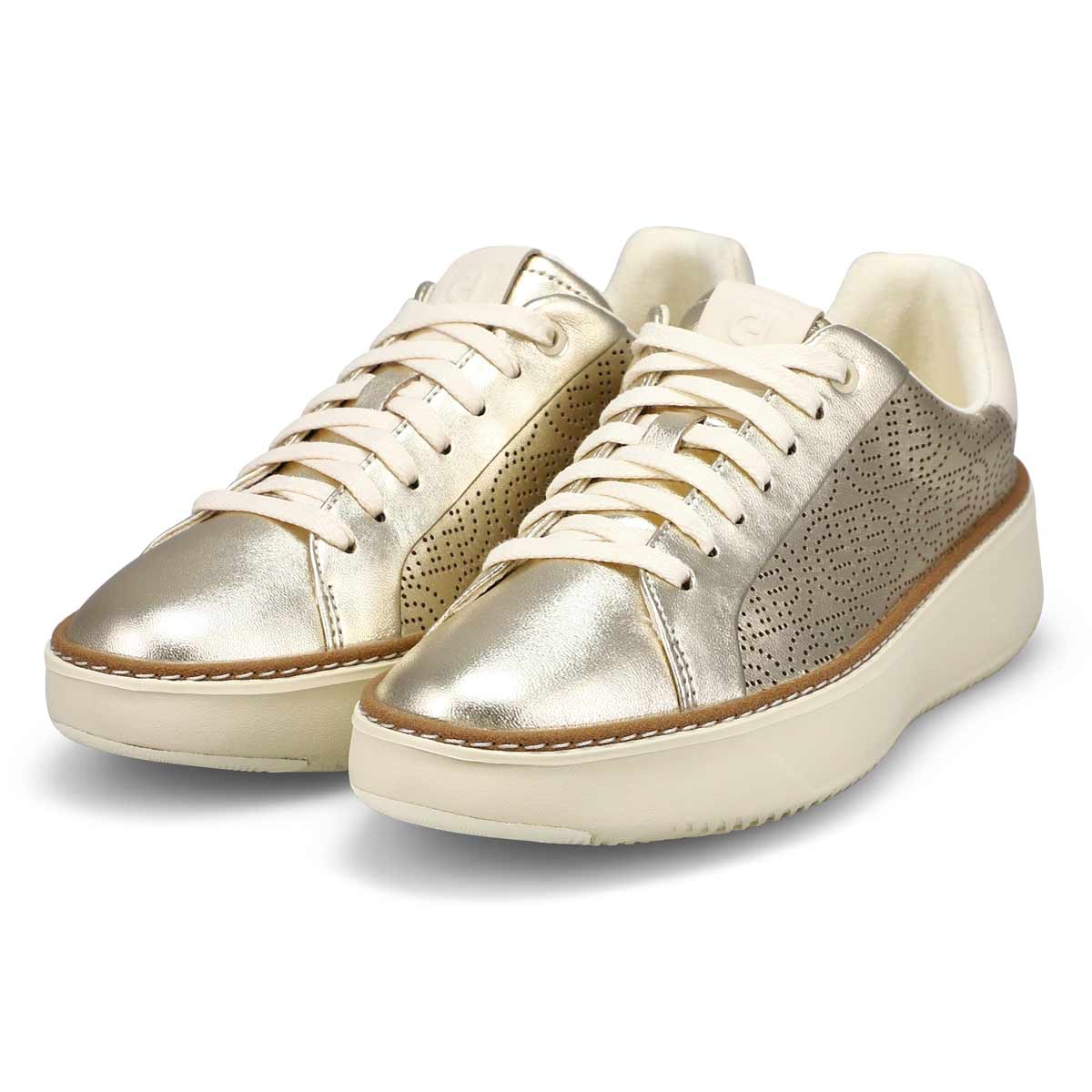 Women's Grandpro Topspin Perforated Leather Casual Sneaker - White/White