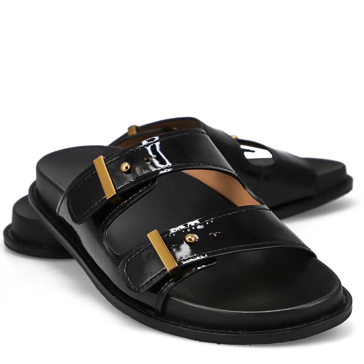 Women's Marisol Patent Leather Footbed Sandal - Black