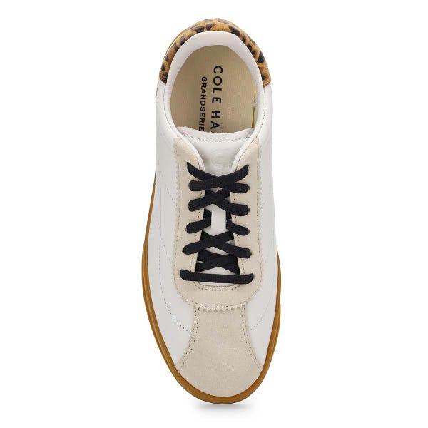 Women's Grand Crosscourt Brynn Casual Sneaker -White/Silver/Leopard