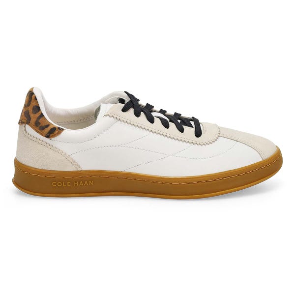 Women's Grand Crosscourt Brynn Casual Sneaker -White/Silver/Leopard