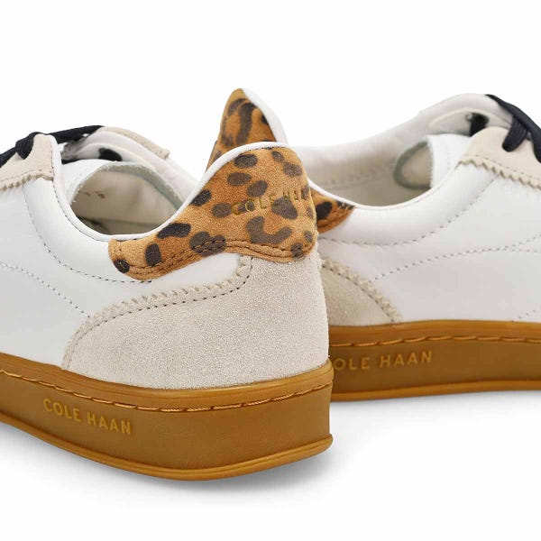 Women's Grand Crosscourt Brynn Casual Sneaker -White/Silver/Leopard