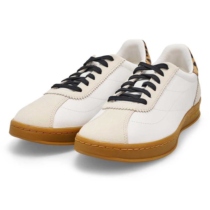 Women's Grand Crosscourt Brynn Casual Sneaker -White/Silver/Leopard