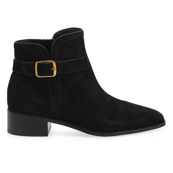 Women's  Norella Buckle Suede Ankle Boot - Black