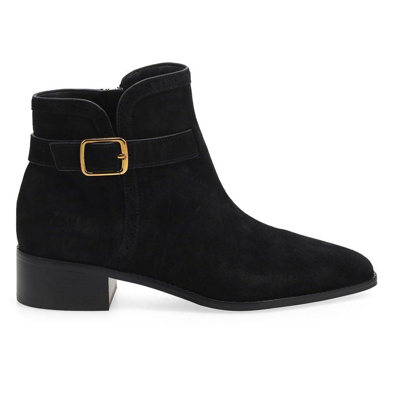 Women's  Norella Buckle Suede Ankle Boot - Black