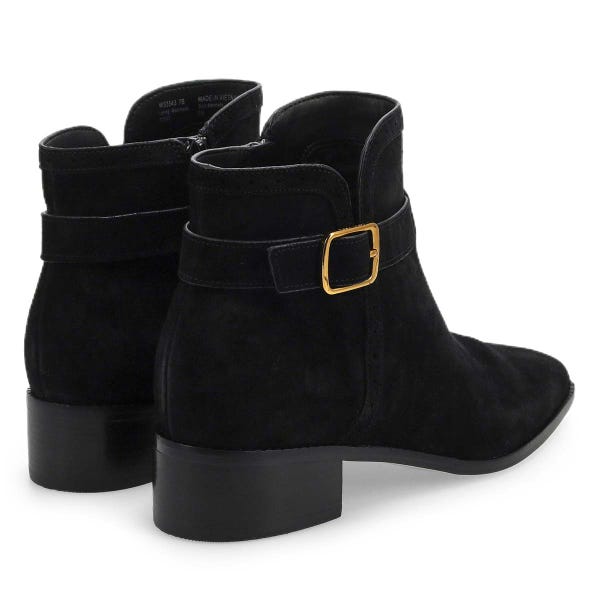 Women's  Norella Buckle Suede Ankle Boot - Black