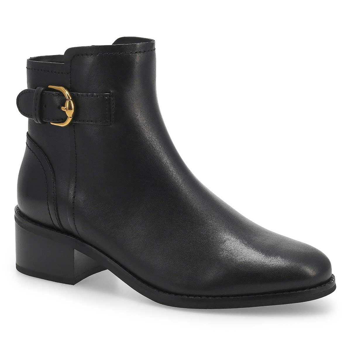 Women's Hanover Buckle Leather Ankle Boot - Black