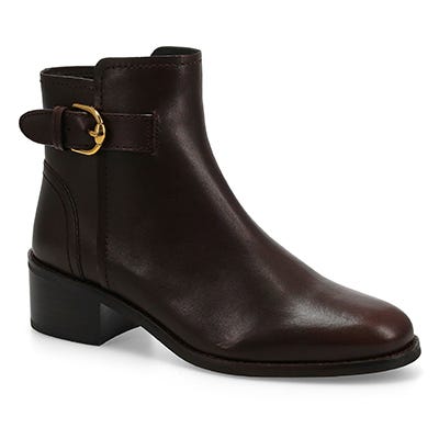 Lds Hanover Buckle Leather Ankle Boot - Madeira Brown