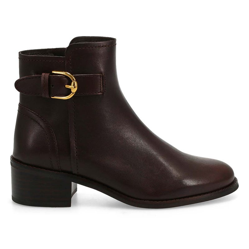 Women's Hanover Buckle Leather Ankle Boot - Madeira Brown