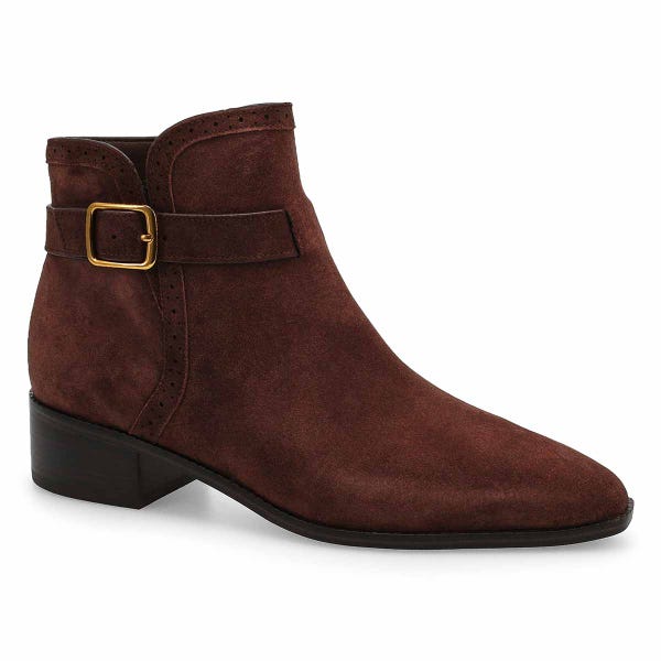 Women's Norella Buckle Suede Ankle Boot - Madeira Brown