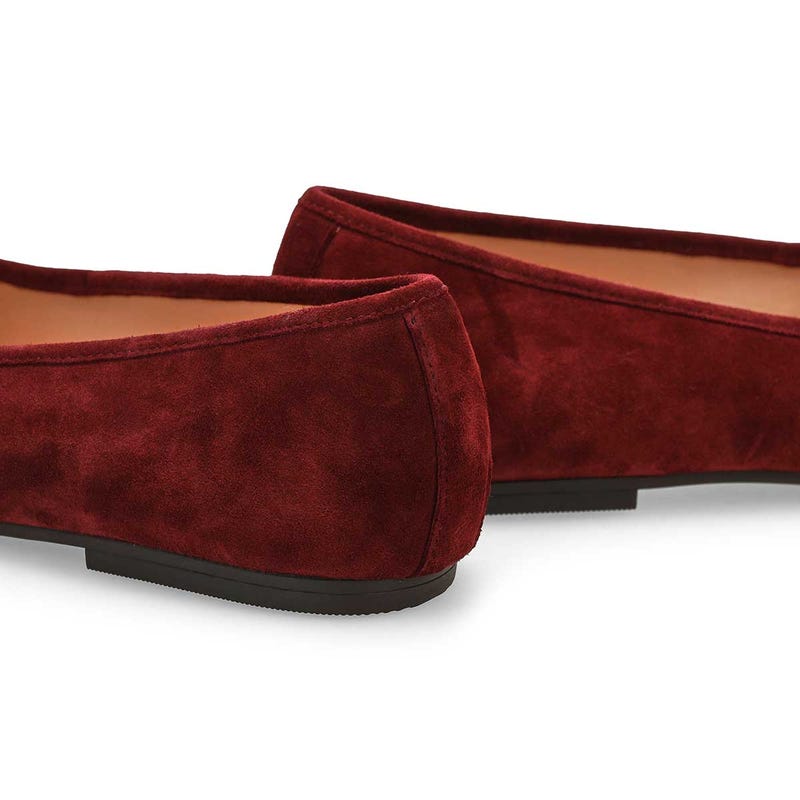 Ballerine en suède doux YARA, grenat noir, femmes