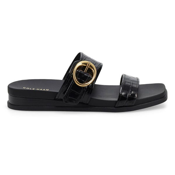 Women's Oaklynn Double Band Footbed Sandal - Black Croc Print