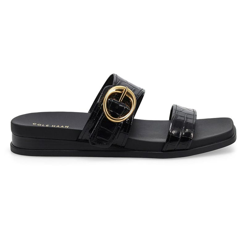 Women's Oaklynn Double Band Footbed Sandal - Black Croc Print
