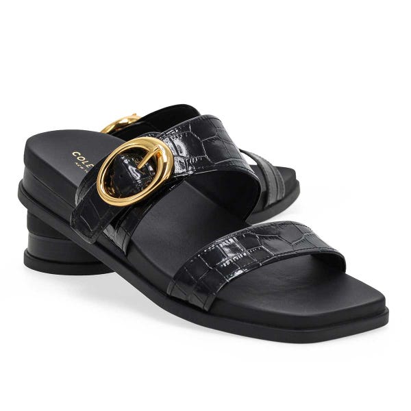 Women's Oaklynn Double Band Footbed Sandal - Black Croc Print