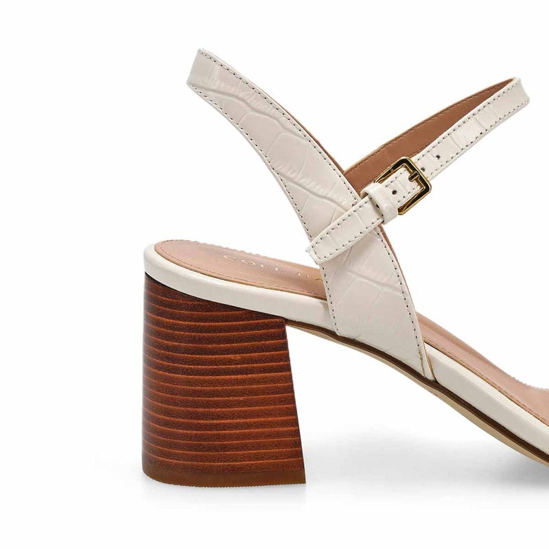 Women's Josie Block Heel Leather Dress Sandal - Powder