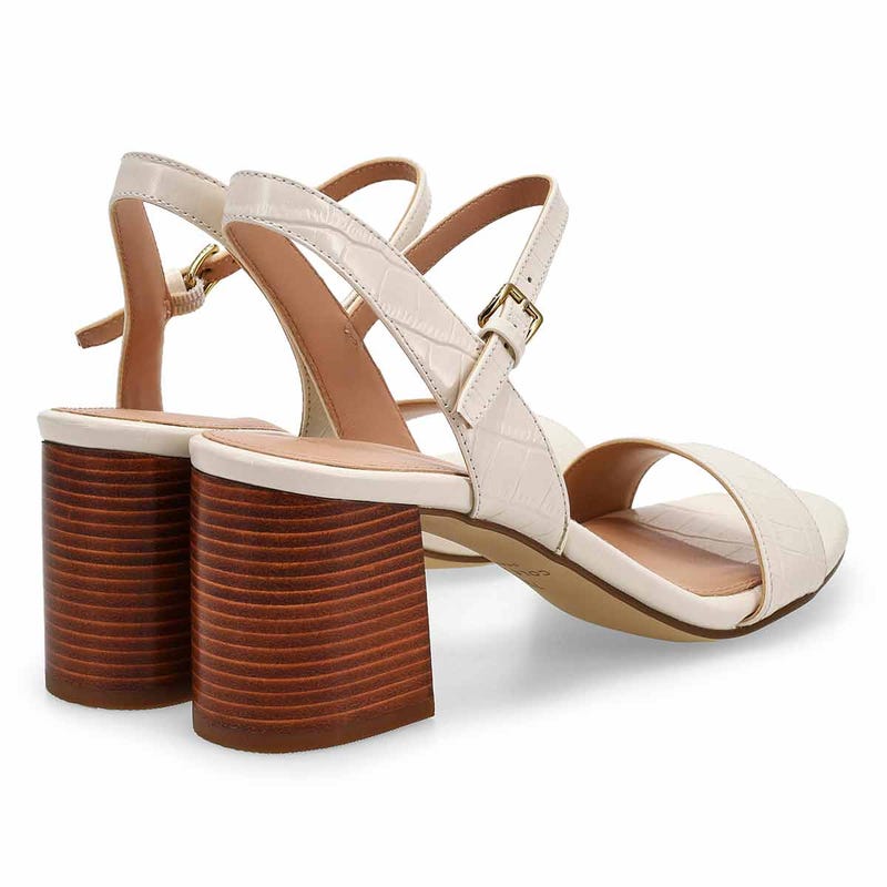 Women's Josie Block Heel Leather Dress Sandal - Powder